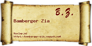 Bamberger Zia névjegykártya